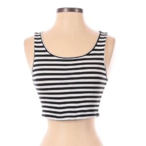 Black & White Striped Crop Top